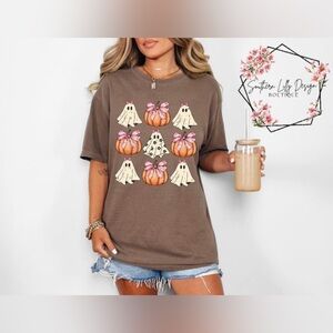 Ghost Pumpkin Bows Comfort Colors T-Shirt